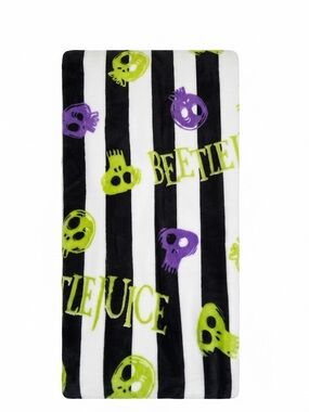 Beetlejuice Striped Skull Plush Throw